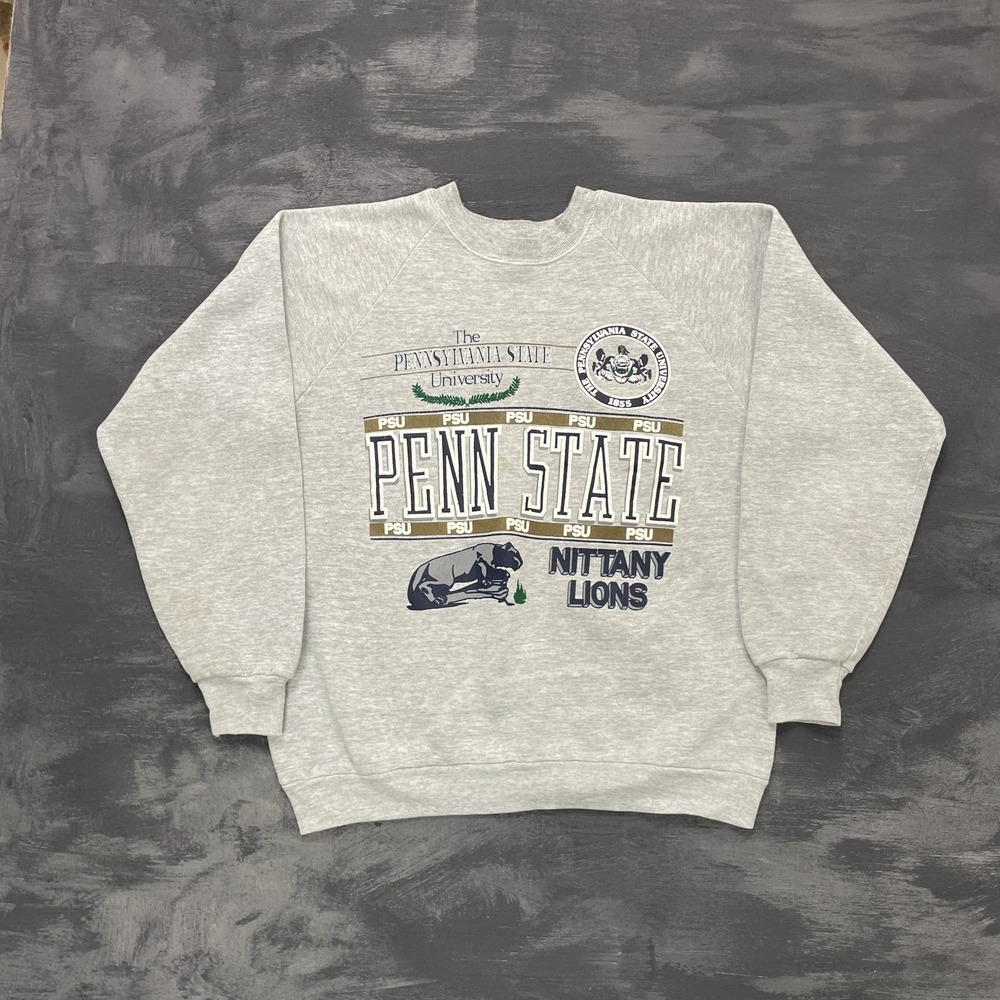 vintage Penn STate Nittany lion sweatshirt mens large Gray 1980s NCAA UNI USA